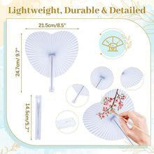 Weißer Handfächer Herzform Hochzeit Gäste Geschenk 24Stk
