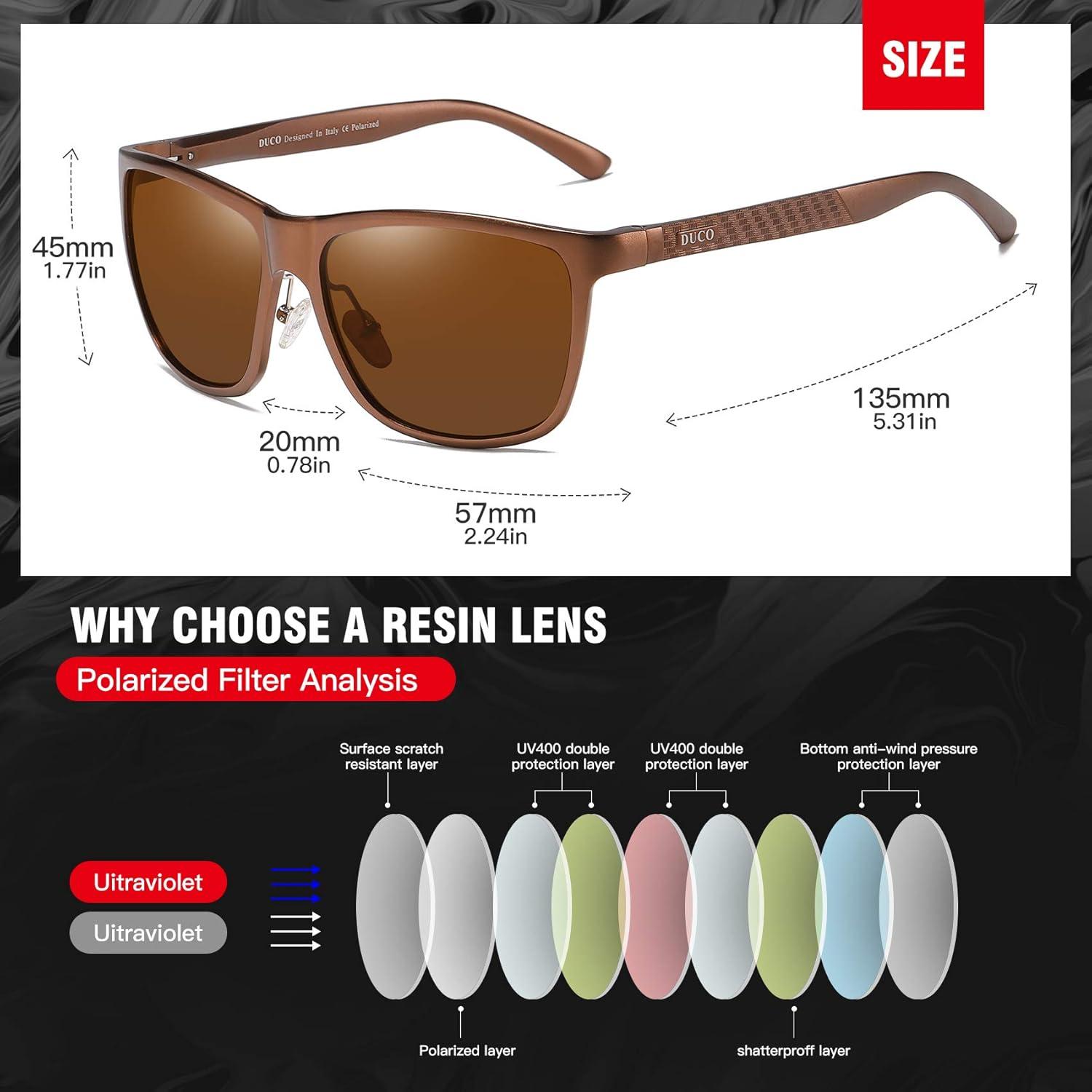 DUCO Polarisierte Herren Sonnenbrille Vintage Retro UV400