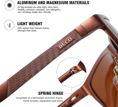 DUCO Polarisierte Herren Sonnenbrille Vintage Retro UV400 Sportbrille