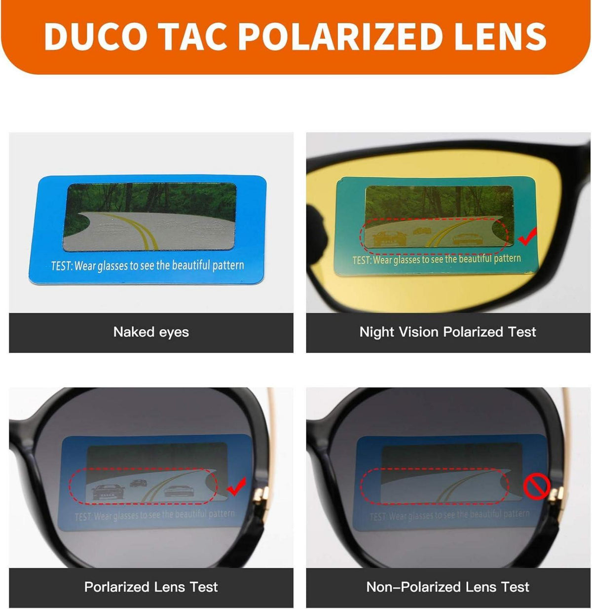 DUCO Nachtsicht Autofahrerbrille polarisierte Gelbglasobjektiv 8550