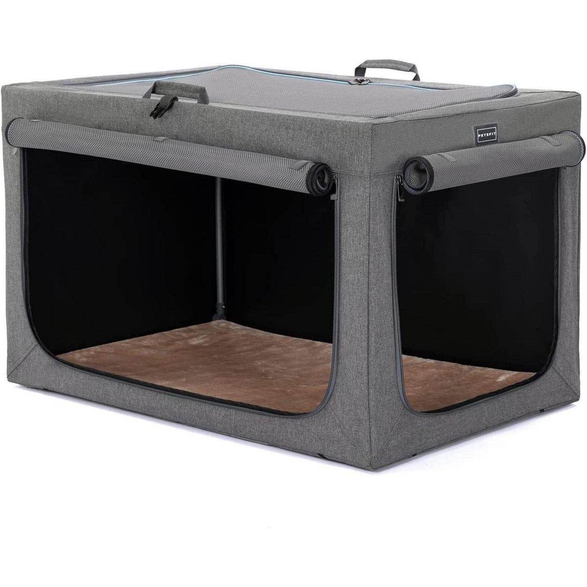 Faltbare Hundebox Grau L – Komfortabler Schlaf- & Reisekennel