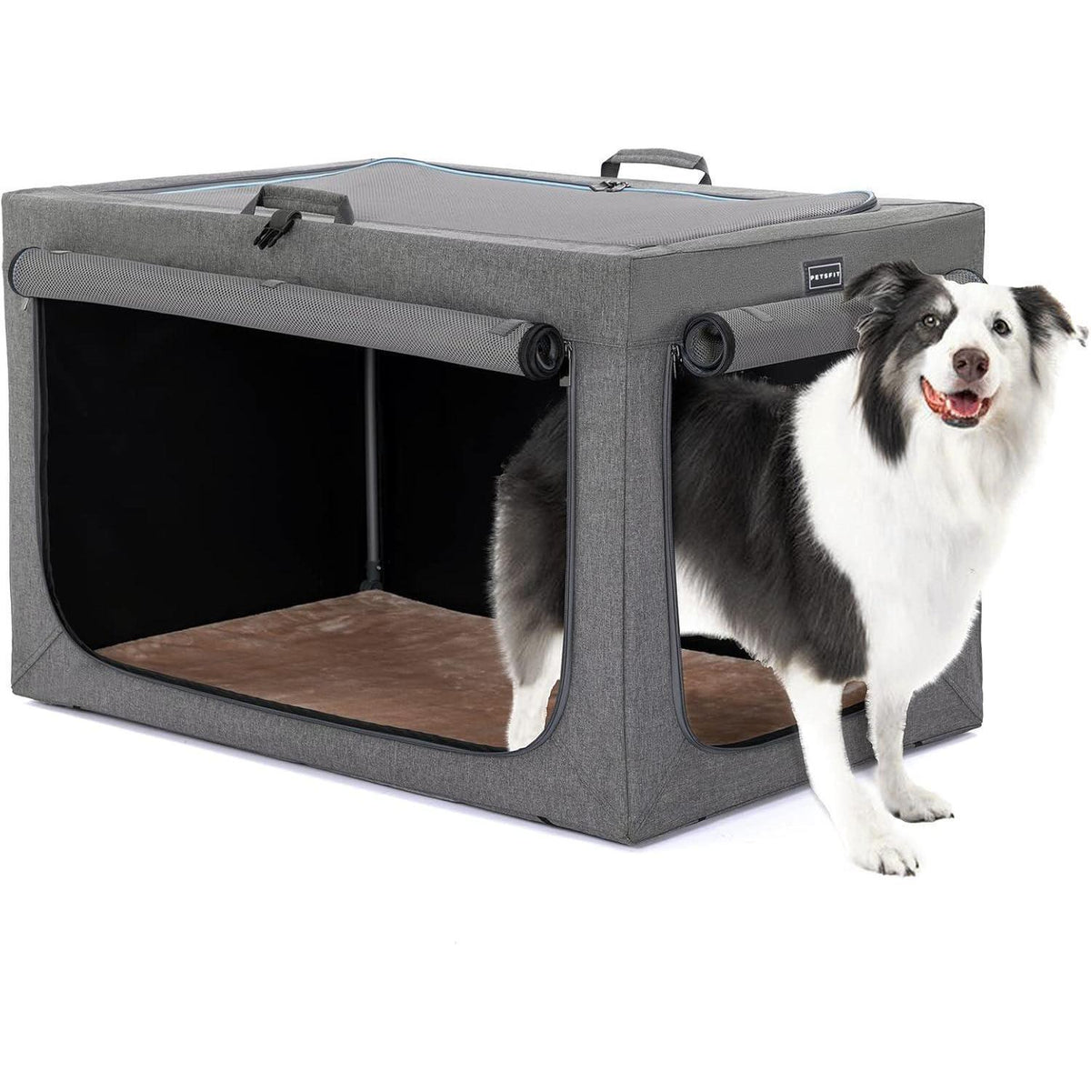 Faltbare Hundebox Grau L – Komfortabler Schlaf- & Reisekennel