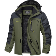 Herren Winterjacke Warme Fleece Ski Kapuze Armeegrün Größe S