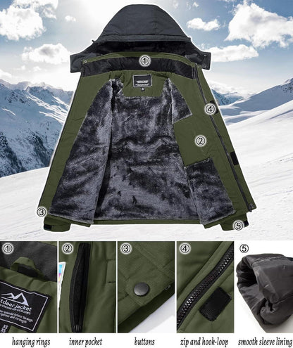 Warme Winterjacke Wasserdicht Winddicht Fleece-Futter - Kapuze S