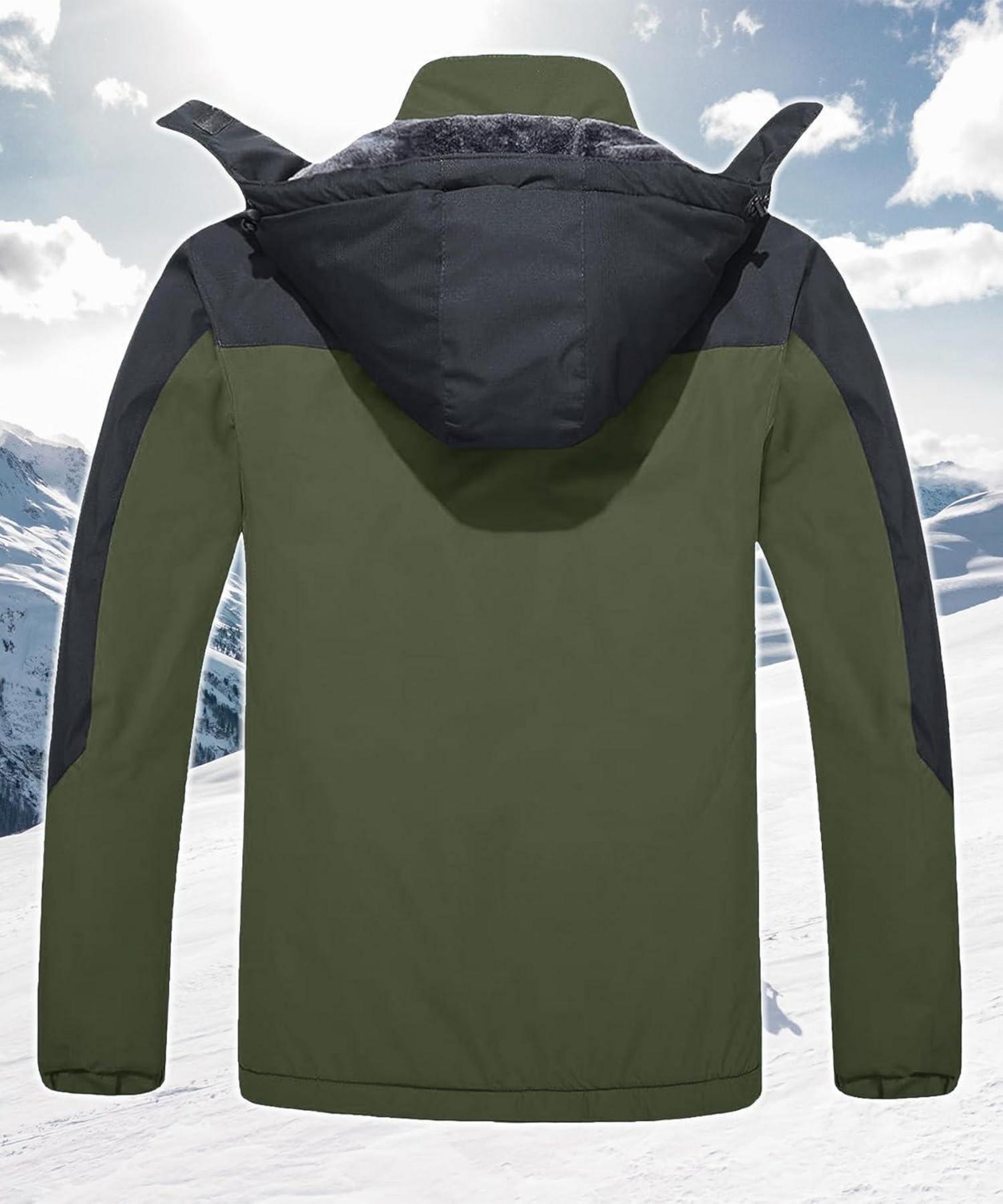 Herren Winterjacke Wasserdicht Winddicht mit Kapuze S Armeegrün