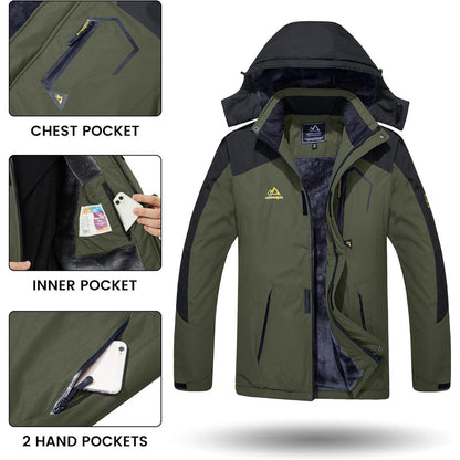 Herren Winterjacke wasserdicht warm gefüttert Armeegrün XL