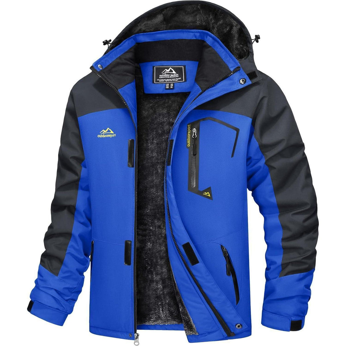 Herren Winterjacke wasserdicht warm mit Kapuze Blau