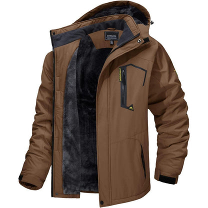 Herren Winter Skijacke Fleece Softshelljacke XL Kaffeebraun