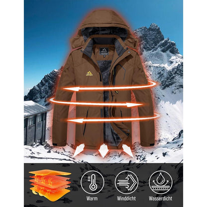 Herren Winter Skijacke Fleece Softshelljacke XL Kaffeebraun
