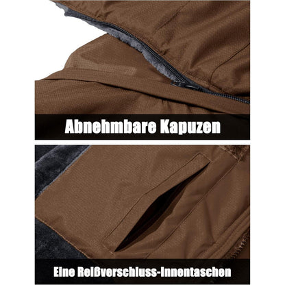 Herren Winter Skijacke Fleece Softshelljacke XL Kaffeebraun