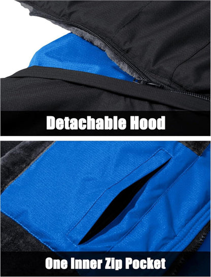Herren Winter Skijacke Fleece Gefüttert Outdoor Wasserdicht Blau XL