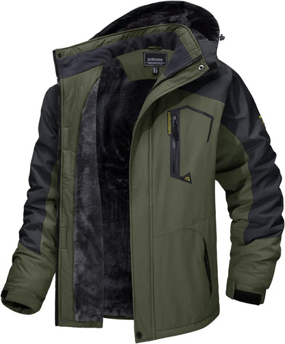 Winter Skijacke Herren Fleece Gefüttert Softshelljacke Grün