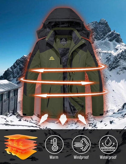 Winter Skijacke Herren Fleece Gefüttert Softshelljacke Grün
