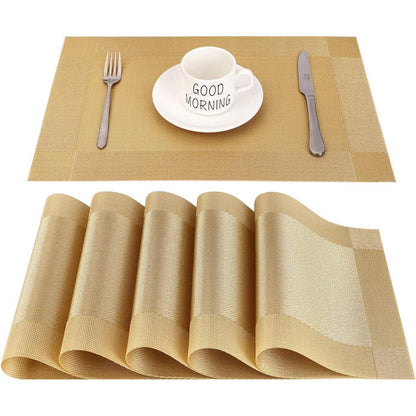 Abwaschbare Tischsets 6er Set Gold, Hitzebeständig & Rutschfest
