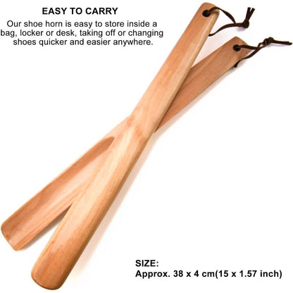 Schuhlöffel aus Holz 38cm Stabil Hellbraun 2er Set