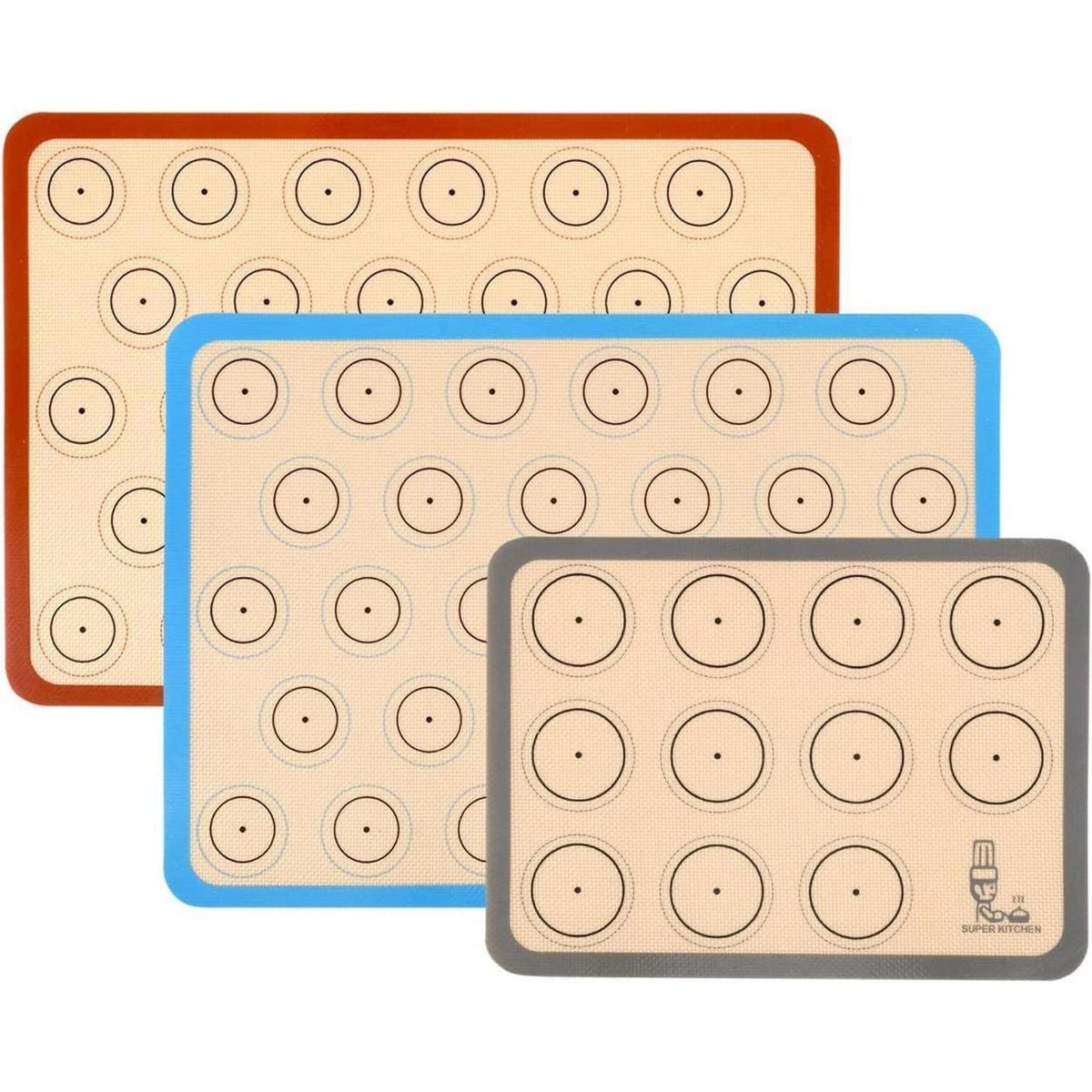 Silikon Backmatte 3er Set für Macarons & Brot, Antihaft