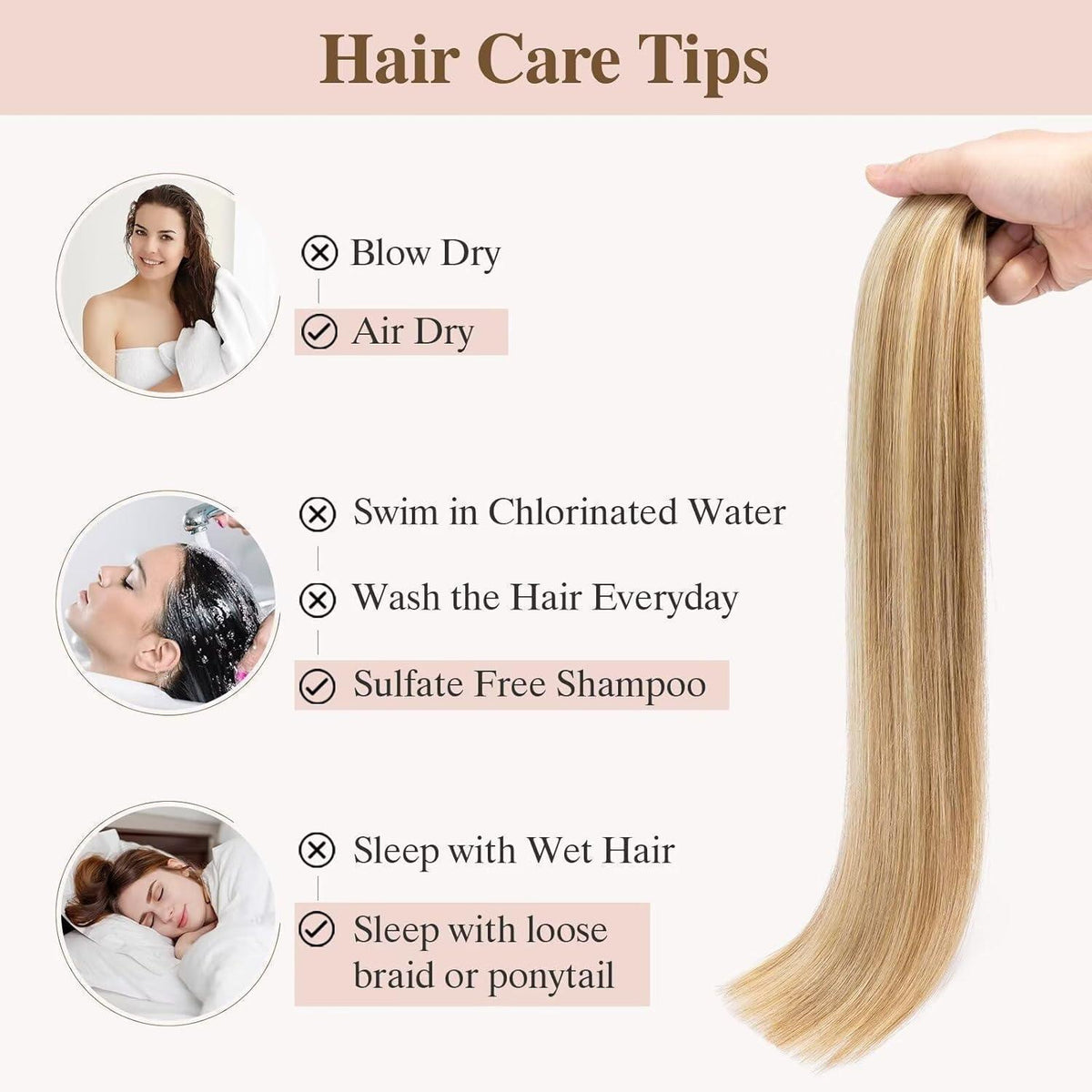Remy Echthaar Tape Extensions Blond 50cm (#012/613)