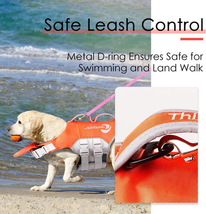 ThinkPet Hund Schwimmweste Rettungsweste Reflektierend Auftrieb Orange