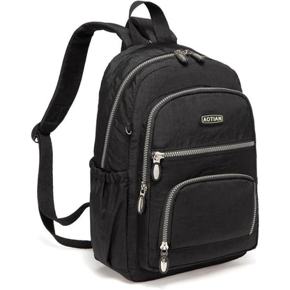 Damen Rucksack Nylon Leicht Klein 9L Schwarz