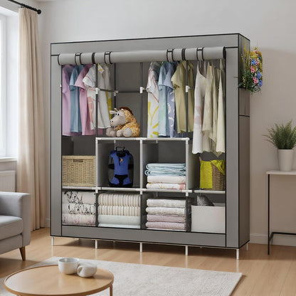 UDEAR Kleiderschrank Stoff Faltschrank grau wasserdichter