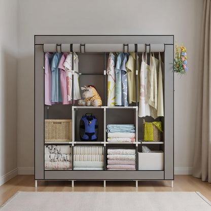 UDEAR Kleiderschrank Stoff Faltschrank grau wasserdichter