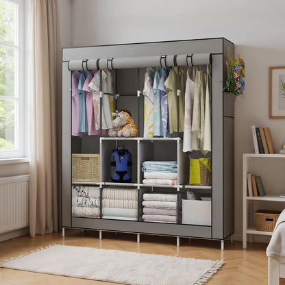 UDEAR Kleiderschrank Stoff Faltschrank grau wasserdichter