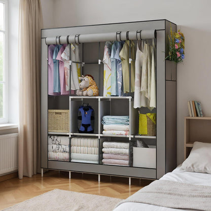 UDEAR Kleiderschrank Stoff Faltschrank grau wasserdichter
