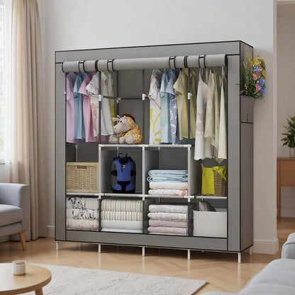 UDEAR Kleiderschrank Stoff Faltschrank grau wasserdichter