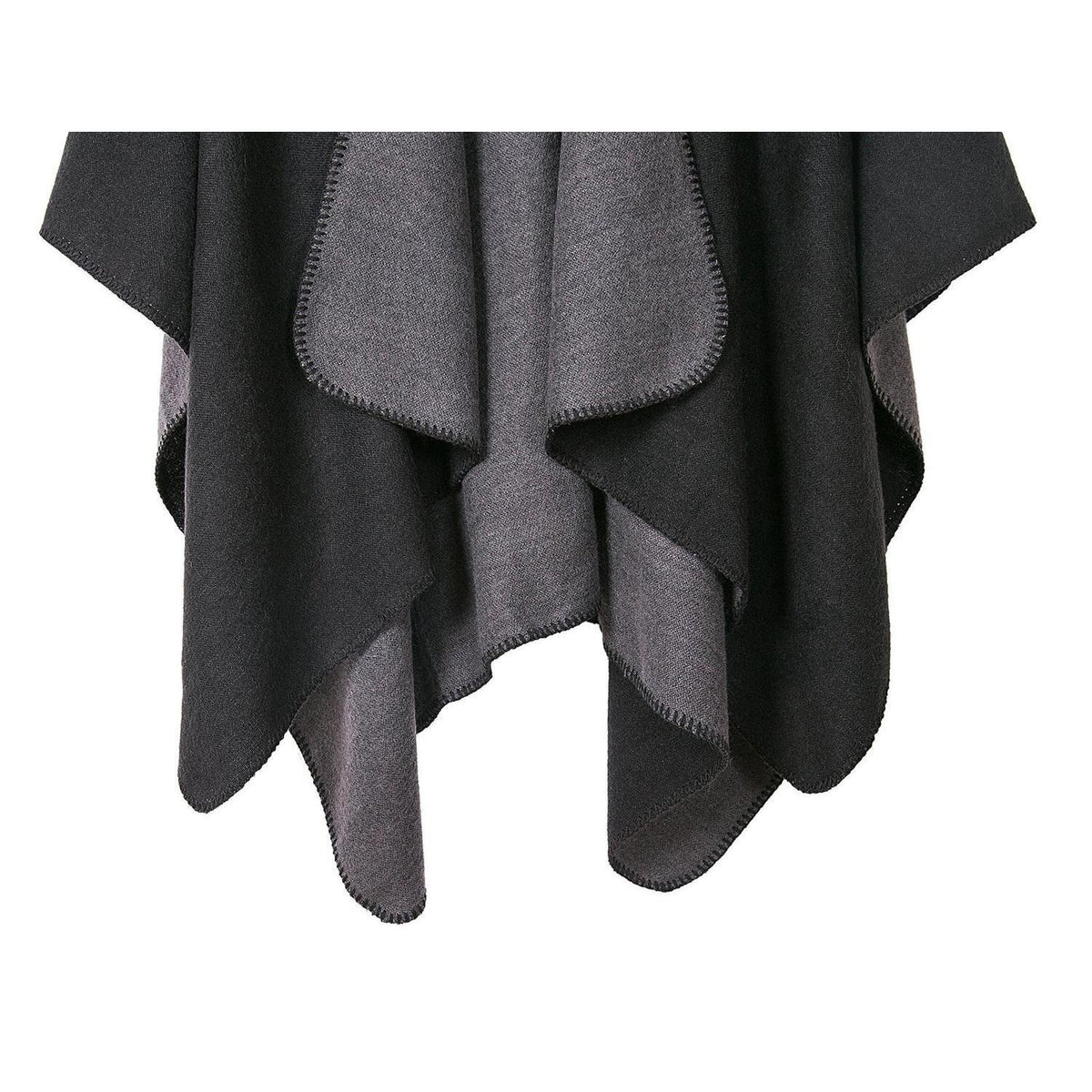 Vintage Farbblock Schal Wrap Poncho Damen Übergroß Schwarz