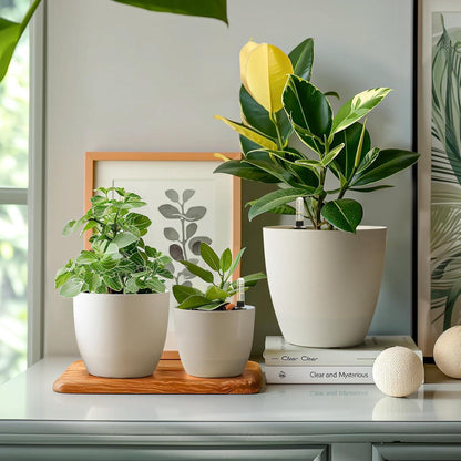 Selbstwässernder Blumentopf 4er-Set mit Wasseranzeiger 22cm