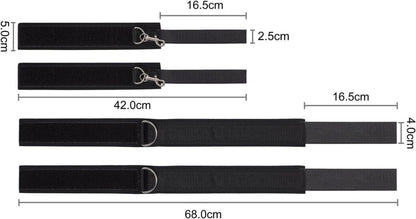 SM Bondage Set mit Handschellen und Oberschenkelmanschetten Schwarz