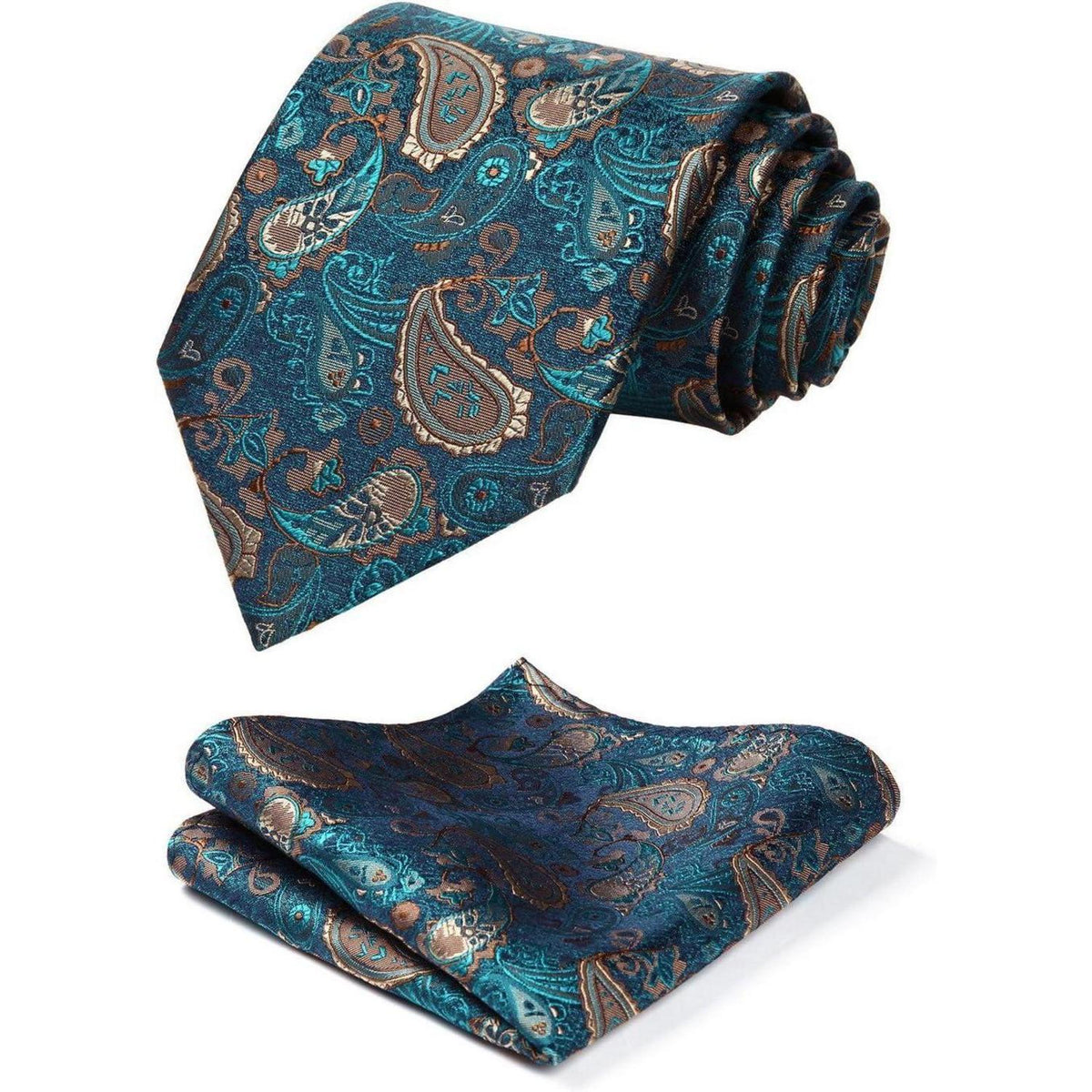 Krawatten-Set Seide Paisley Grün Gold Herren
