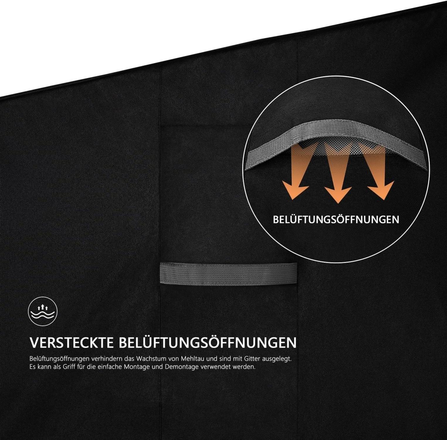 2-Sitzer Gartenbank Abdeckung Schwarz - Wasserdicht UV-Beständig 600D Oxford