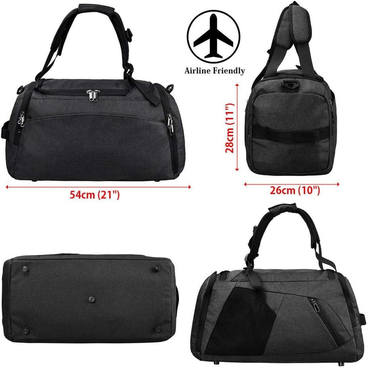 Sporttasche Männer Reisetasche mit Schuhfach 40 Liter Handgepäck