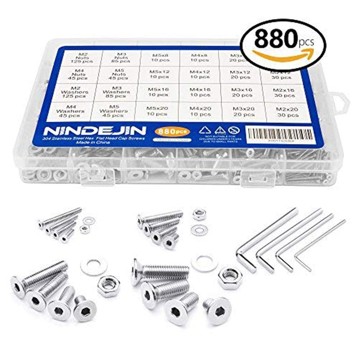 Schrauben Set Edelstahl 304 Senkkopf Innensechskant M2-M5 880 Teile