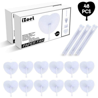 Weißer Papierfächer Herzform 48 Stück Hochzeit Gäste DIY