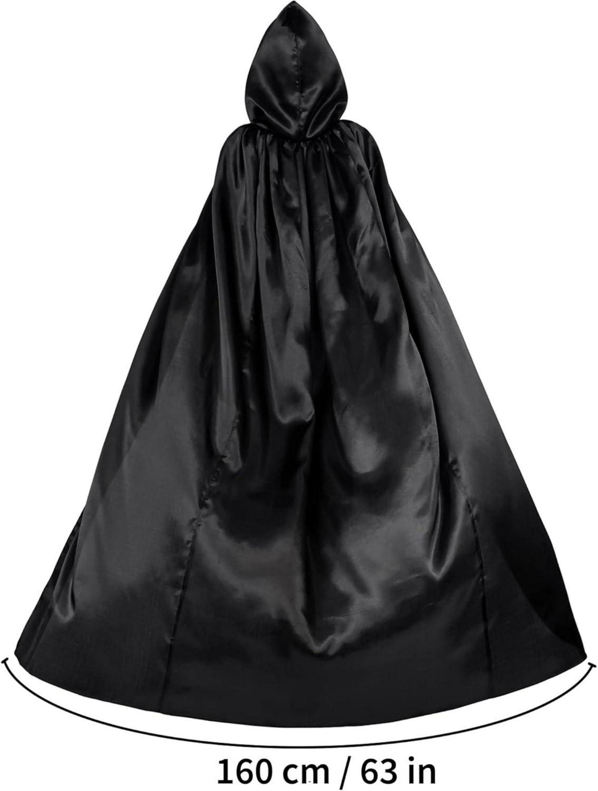 Umhang mit Kapuze Halloween Vampir Kostüm Erwachsene Schwarz XL