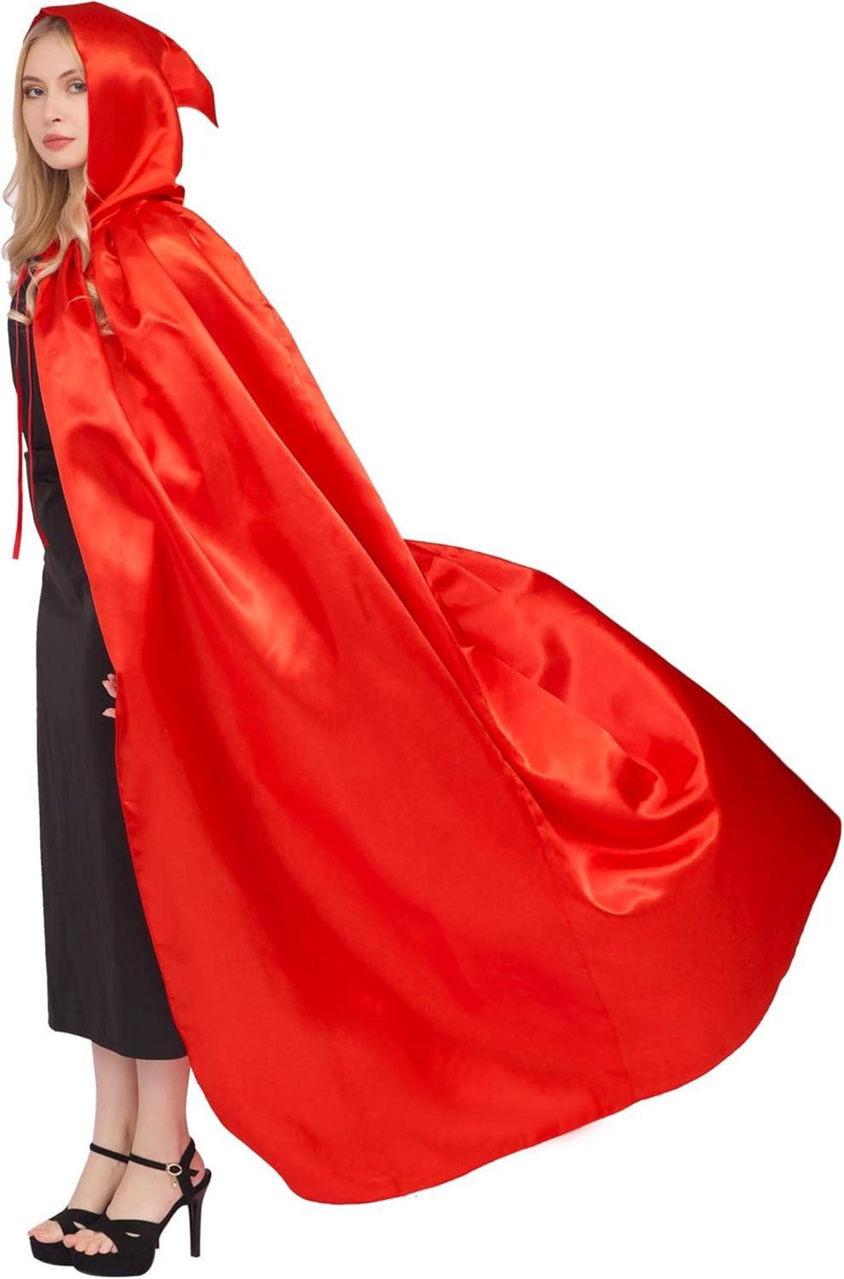 Halloween Umhang mit Kapuze für Erwachsene Cosplay Vampir Kostüm Rot M