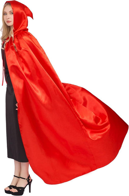 Halloween Umhang mit Kapuze für Erwachsene Cosplay Vampir Kostüm Rot M
