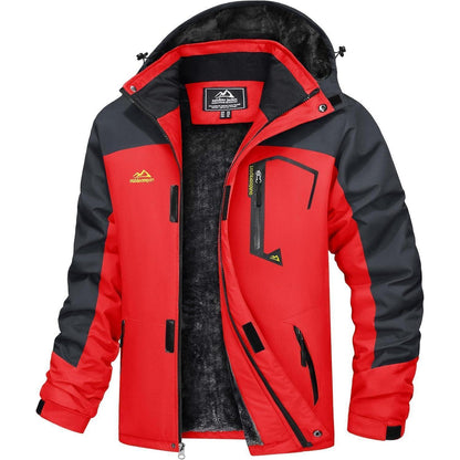 Herren Winterjacke wasserdicht warm mit Kapuze Rot XL