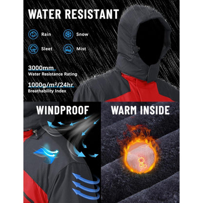 Herren Winterjacke wasserdicht & winddicht mit Fleece-Futter Rot
