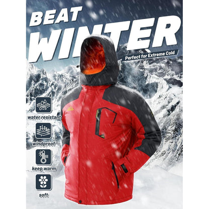 Herren Winterjacke wasserdicht & winddicht mit Fleece-Futter Rot