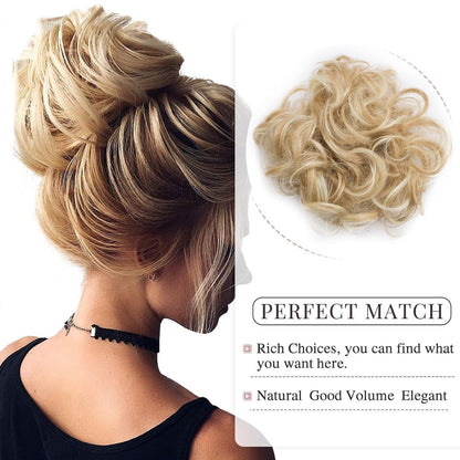 Welliges Haarverlängerung Haargummi Dunkelblond bis Bleichblond