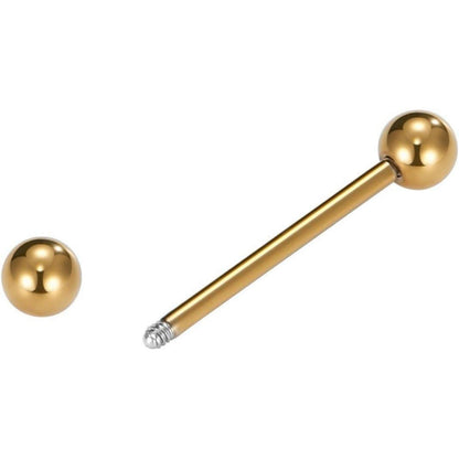 Zungenpiercing Set 5 Stück 16mm Barbell Chirurgenstahl Kunststoff Gold