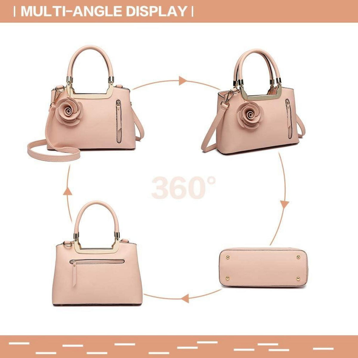 Miss Lulu Damen Handtasche Blumen Schultertasche PU-Leder Umhängetasche elegante Retro Tasche