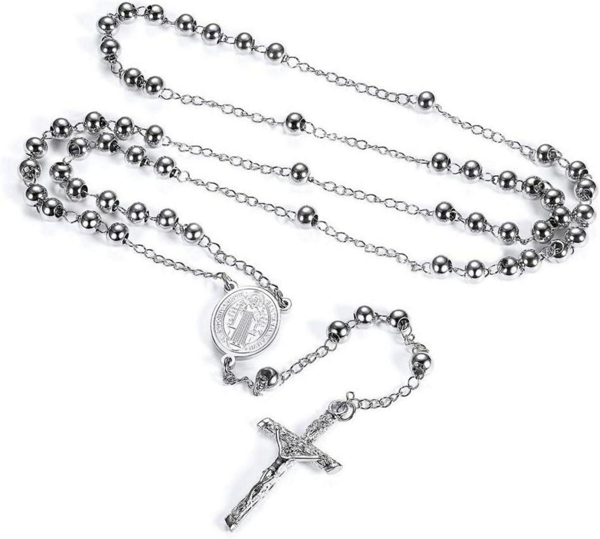 FaithHeart Rosenkranz Halskette mit Heiliger Benedikt Anhänger