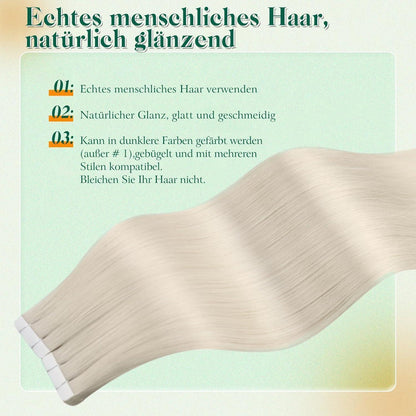 Echthaar Tape-in Extensions Platinblond 35cm - #1000