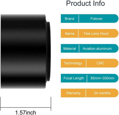 Fotover 52mm Metall Tele Gegenlichtblende Center Pinch für Kamera