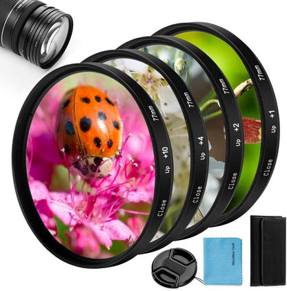 49mm Makro Nahlinsen Filter Set 4 Stück +Tasche für DSLR Kamera