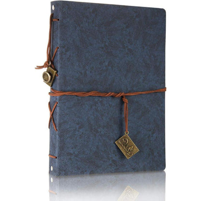 Scrapbook Fotoalbum Blau Selbstgestalten 60 Schwarze in Lederoptik